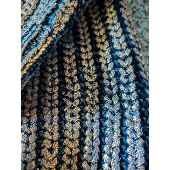 BiBi Metallic Bronze Ribbed Sweater | Shimmer Knit V-Neck Pullover | Cozy... - Picture 3 of 10